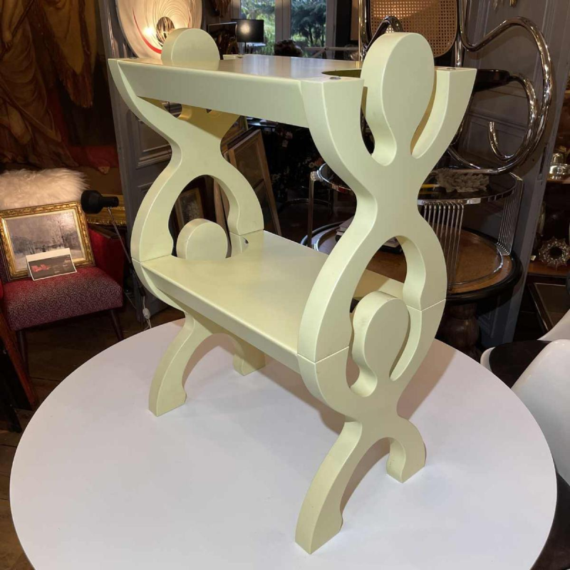 Paire Chevets Tabourets Etagères Tables Jaune Style Memphis Anthropomorphe 1980