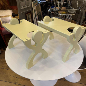 Paire Chevets Tabourets Etagères Tables Jaune Style Memphis Anthropomorphe 1980