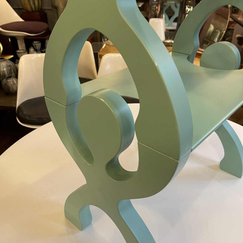 Paire Chevets Tabourets Etagères Tables Verts Style Memphis Anthropomorphe 1980