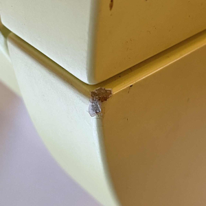 Paar Geel Nachtkastjes Krukjes Planken Tafle Memphis Antropomorfe Stijl 1980s