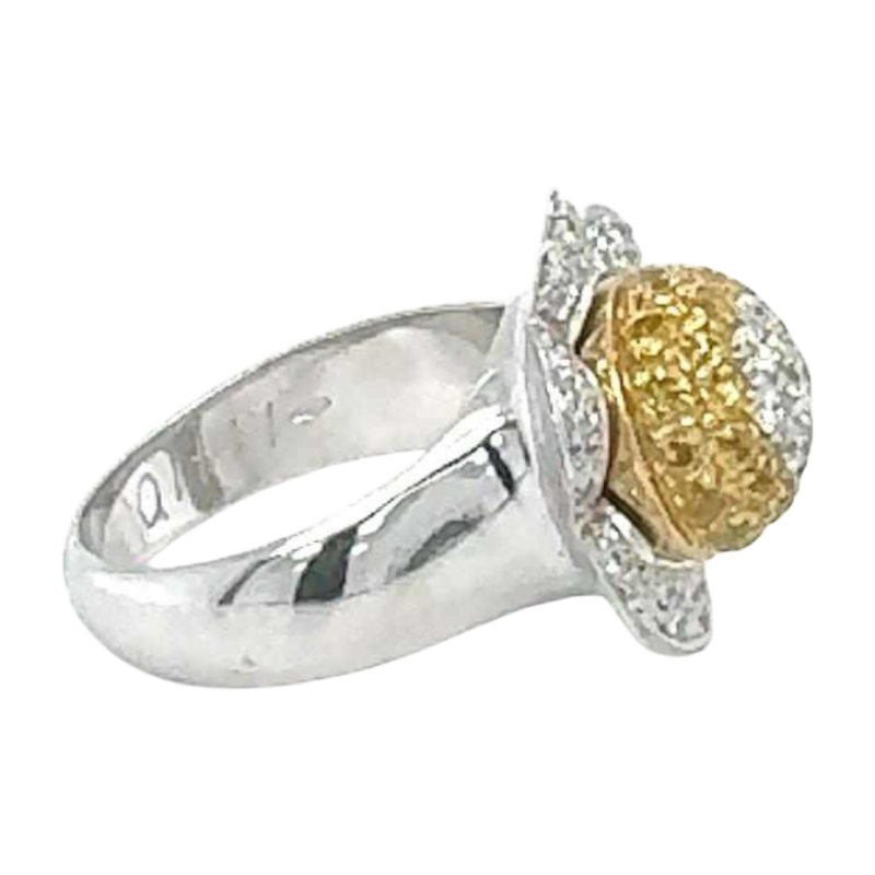 Witgouden ring met diamant & saffier