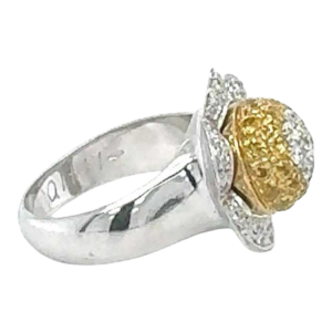 Witgouden ring met diamant & saffier