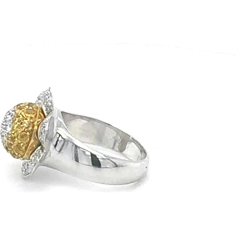 Witgouden ring met diamant & saffier