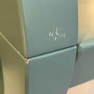 Pair Green Bedsides Table Stools Shelves Memphis Anthropomorphic Style 1980s