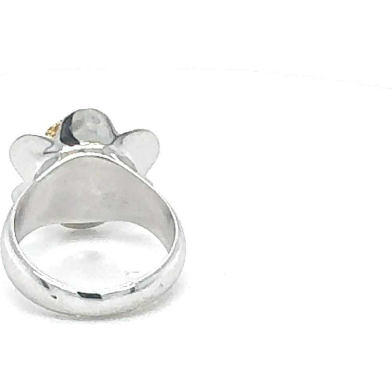Witgouden ring met diamant & saffier
