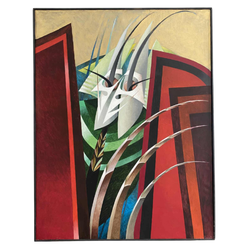 Jacques Zimmermann 'Il s'intéresse' tableau abstrait, huile sur toile 1980