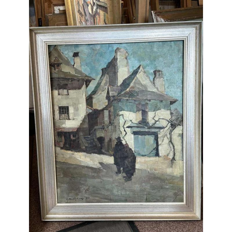 Camille BARTHELEMY (1890-1961): « Couple in a village in Aveyron »