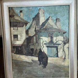 Camille BARTHELEMY (1890-1961): « Couple dans un village en Aveyron »