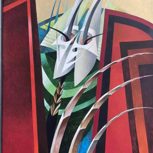 Jacques Zimmermann 'Il s'intéresse' tableau abstrait, huile sur toile 1980