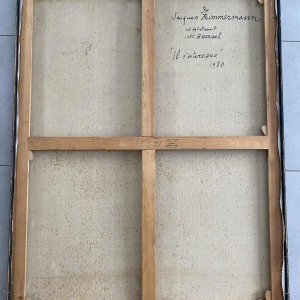 Jacques Zimmermann 'Il s'intéresse' tableau abstrait, huile sur toile 1980