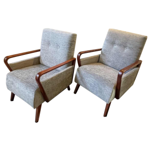 Paire de fauteuils vintage entie`rement restaure´s, Design tchèque, ca 1950