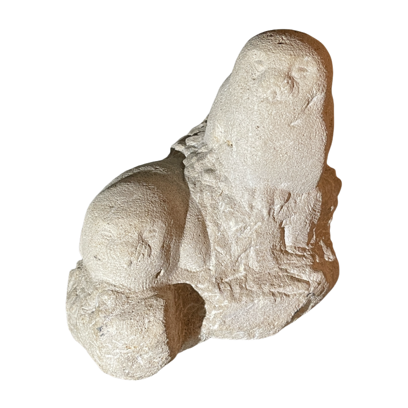 HERBERT GELDHOF "Uilen" dier sculptuur in "direct geslepen" steen, jaren 1960