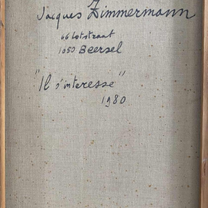 Jacques Zimmermann 'Il s'intéresse' tableau abstrait, huile sur toile 1980