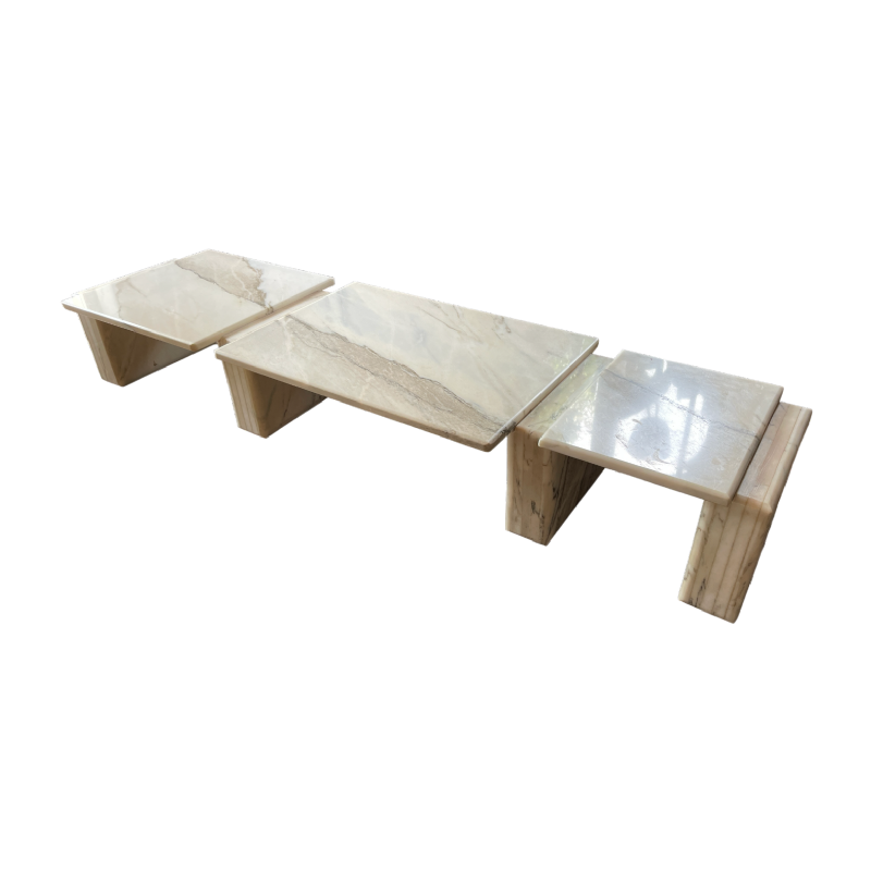 Table basse en Marbre de Carrare à 3 éléments modulables, Design italien ca 1970