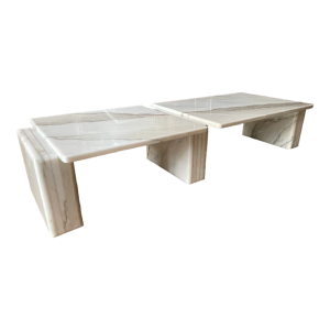 Table basse en Marbre de Carrare à 3 éléments modulables, Design italien ca 1970