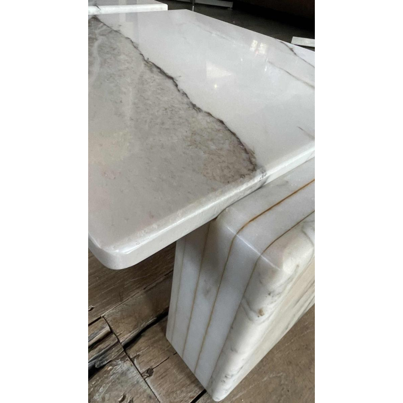 Carrara marble 3-piece coffee table, Italian design, ca 1970