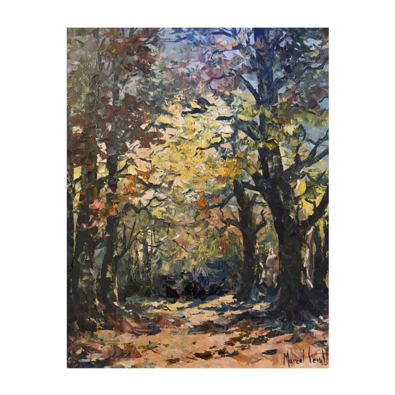 Marcel Leruth 'Châtaigneraie à Wihoux Argenteau' tableau post-impressionniste huile sur toile
