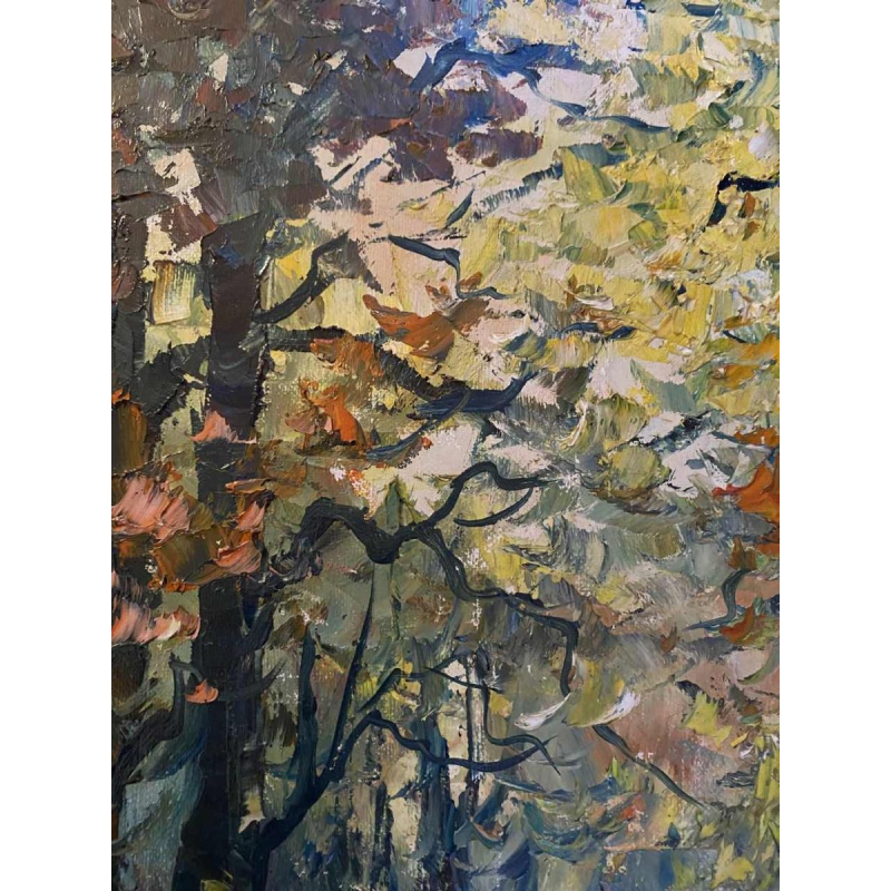 Marcel Leruth 'Châtaigneraie à Wihoux Argenteau' tableau post-impressionniste huile sur toile