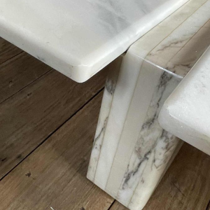 Table basse en Marbre de Carrare à 3 éléments modulables, Design italien ca 1970