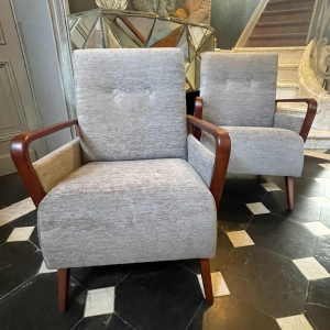 Pair of fully restored vintage armchairs, Czech Design, ca 1950