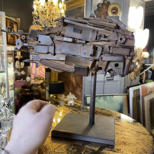 JACQUES DUFRANE " Schip Vis " Brutalistisch gemonteerde sculptuur, staal ca 2000