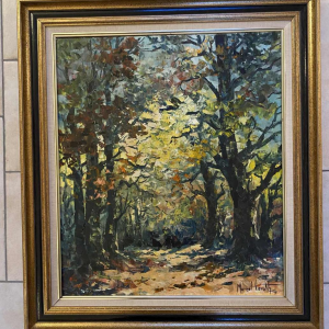 Marcel Leruth 'Châtaigneraie à Wihoux Argenteau' tableau post-impressionniste huile sur toile