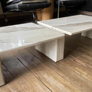 Table basse en Marbre de Carrare à 3 éléments modulables, Design italien ca 1970