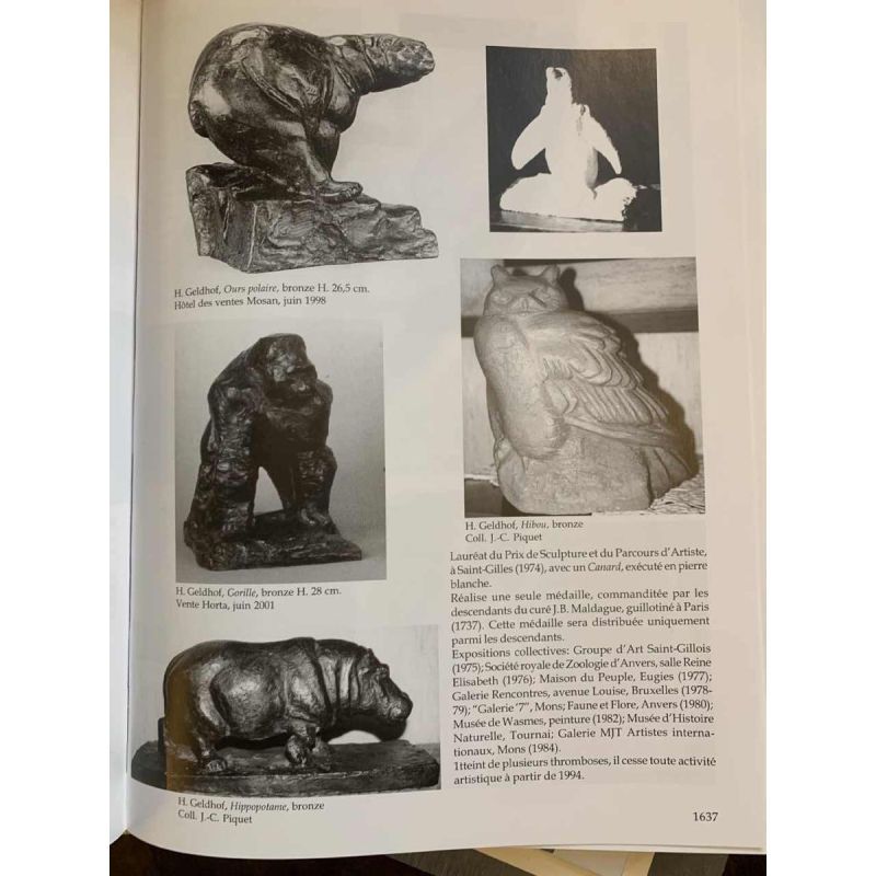 HERBERT GELDHOF "Chouettes" sculpture animalière pierre "taille directe", 1960s