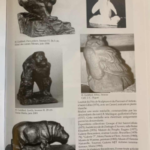 HERBERT GELDHOF "Uilen" dier sculptuur in "direct geslepen" steen, jaren 1960