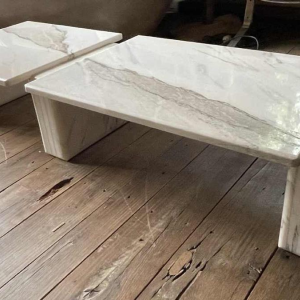 Carrara marble 3-piece coffee table, Italian design, ca 1970