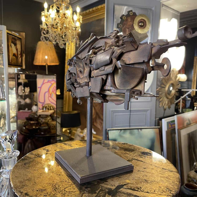 JACQUES DUFRANE " Ship Fish " Brutalist assembled sculpture, steel ca 2000