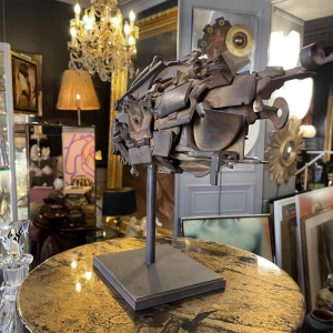 JACQUES DUFRANE " Ship Fish " Brutalist assembled sculpture, steel ca 2000