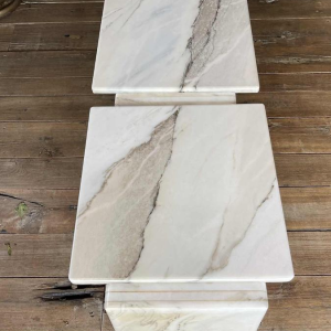 Carrara marmeren 3-delige salontafel, Italiaans ontwerp, ca 1970