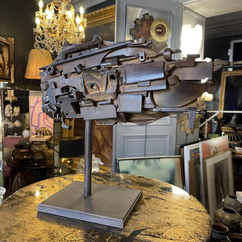 JACQUES DUFRANE " Ship Fish " Brutalist assembled sculpture, steel ca 2000