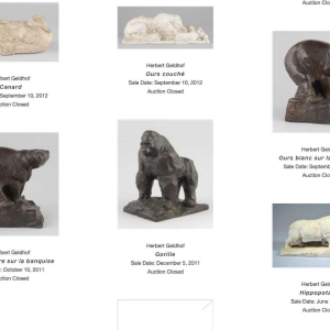 HERBERT GELDHOF "Chouettes" sculpture animalière pierre "taille directe", 1960s