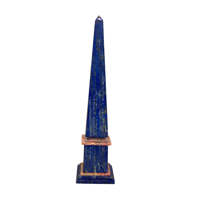 Sculptuur Obelisk lapis lazuli & rhodochrosiet, ca 1970