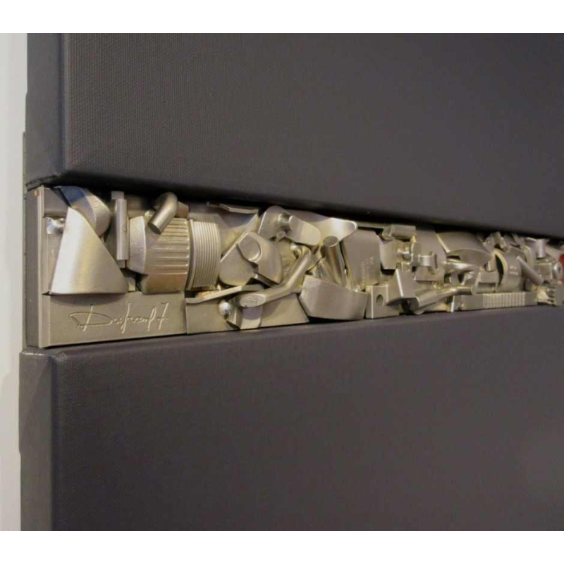 JACQUES DUFRANE " Schip Vis " Brutalistisch gemonteerde sculptuur, staal ca 2000