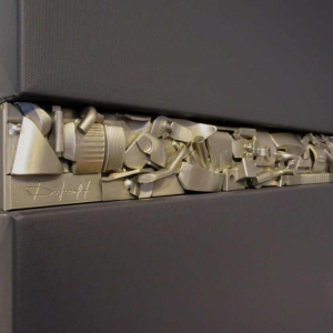 JACQUES DUFRANE " Schip Vis " Brutalistisch gemonteerde sculptuur, staal ca 2000