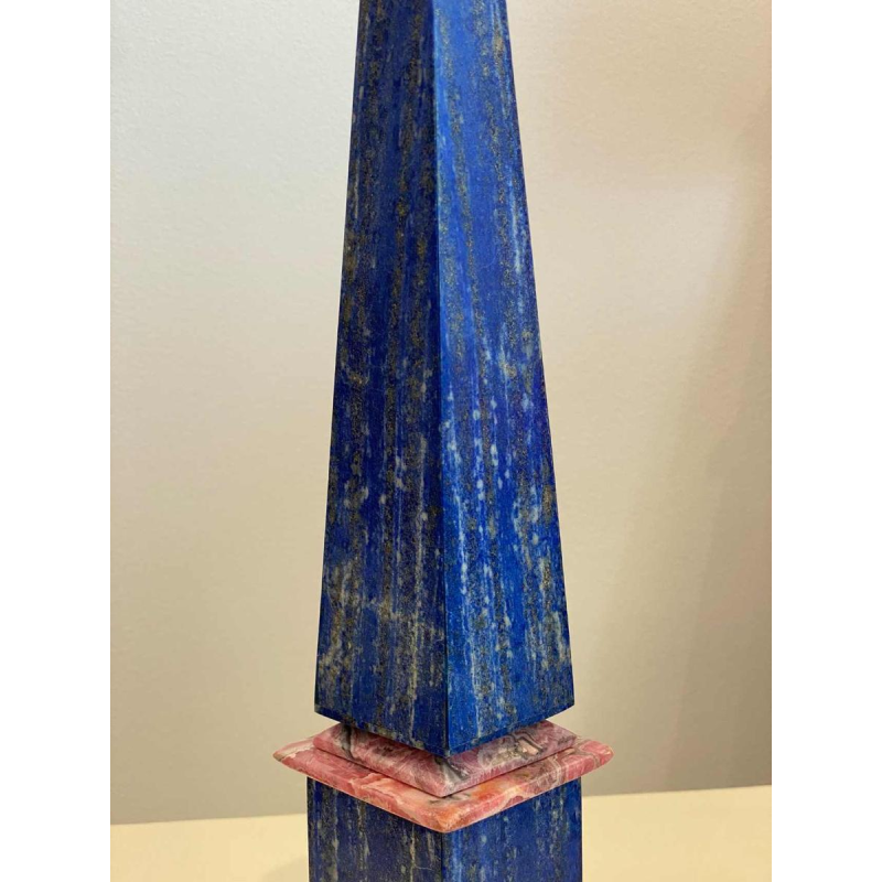 Sculpture 'ObÃ©lisque' en lapis lazuli & rhodochrosite, ca 1970