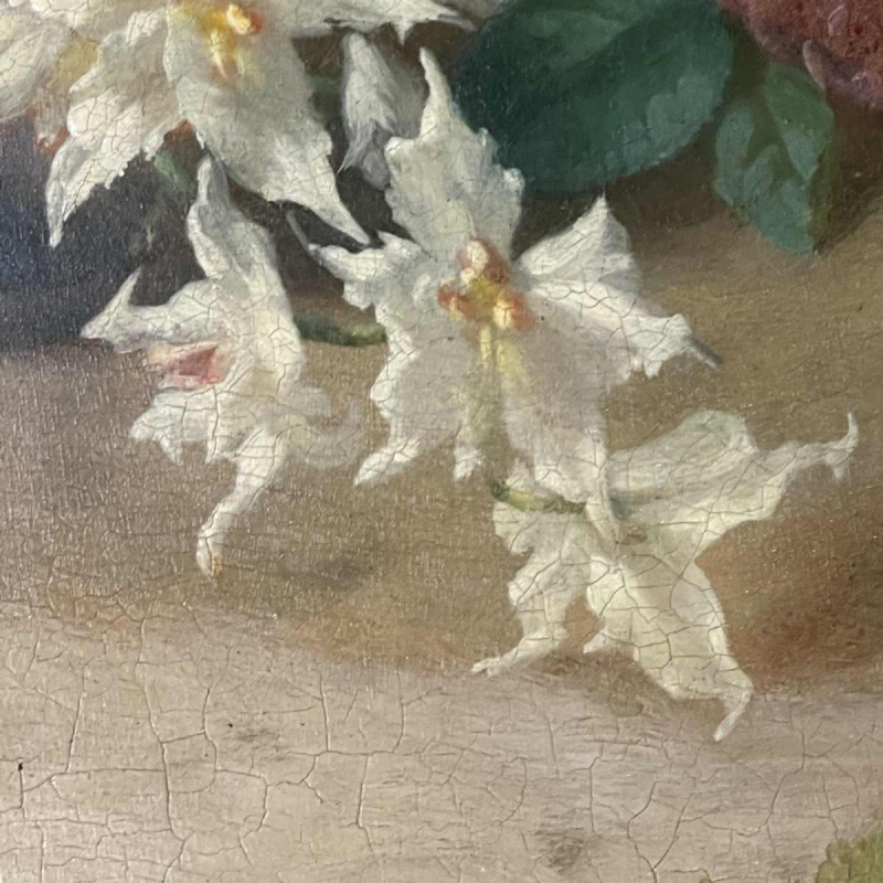 HENRI ROBBE Painting " Bunch of flowers " still life, oil on panel, ca 1840