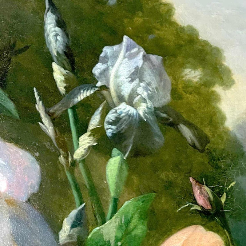 HENRI ROBBE Schilderij " Bos bloemen " Stilleven, olieverf op paneel, ca 1840