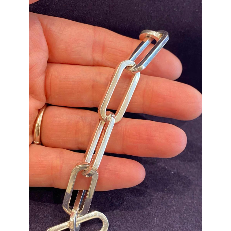 Solid silver bracelet with large links, 21th c