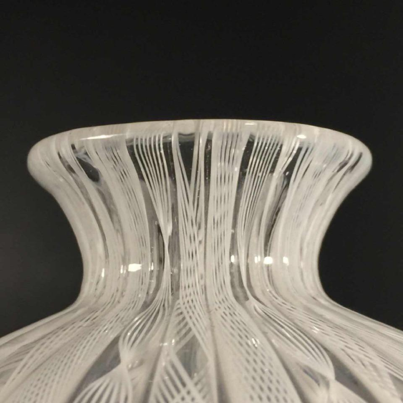 Fulvio Bianconi, Venini Murano, Zanfirico filigraan witte bolvaas, 1950/60