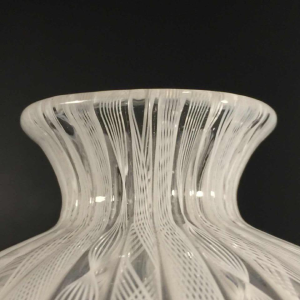 Fulvio Bianconi, Venini Murano, Zanfirico filigree white ball vase, 1950/60