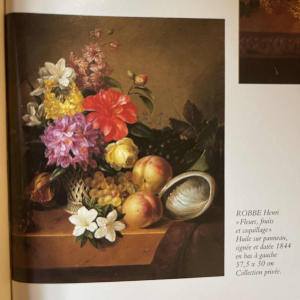 HENRI ROBBE Schilderij " Bos bloemen " Stilleven, olieverf op paneel, ca 1840