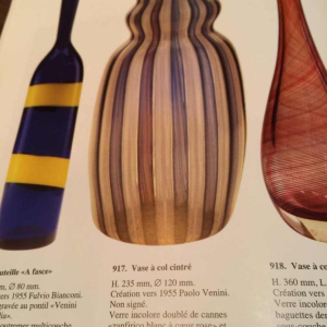 Fulvio Bianconi, Venini Murano, vase boule Zanfirico filigranÃ© blanc, 1950/60