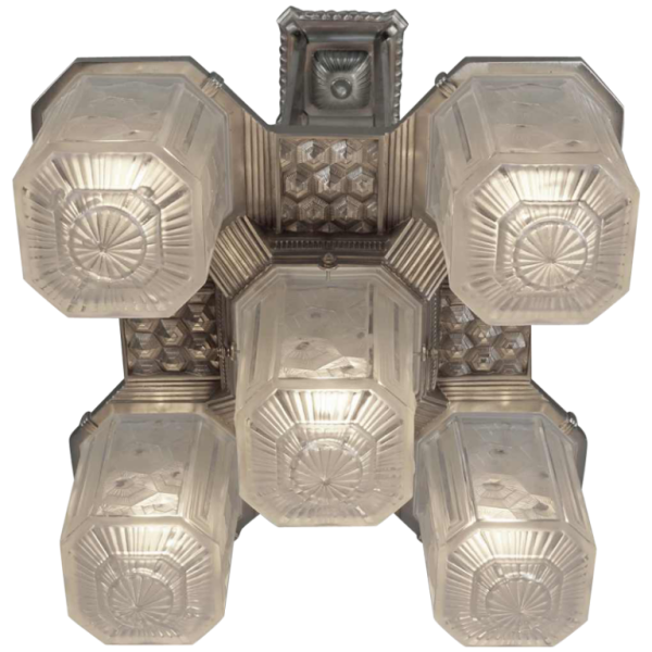 Hettier & Vincent : French art deco chandelier ... 1930 France