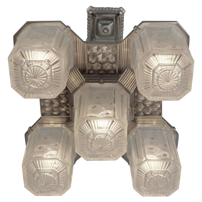 Hettier & Vincent : French art deco chandelier ... 1930 France