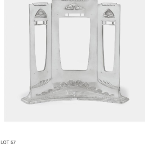 Peter Berhens (attribué), miroir triptyque Art Nouveau en métal argenté, ca 1910