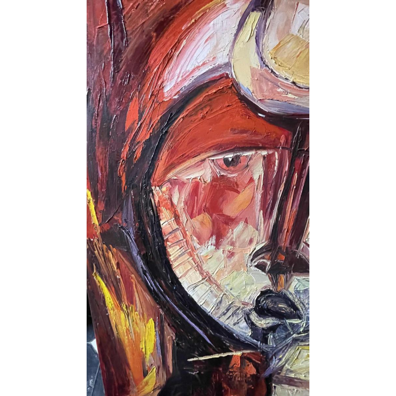 ROGER BOTEMBE " Het gezicht " abstract masker, schilderij olieverf op doek, 2010